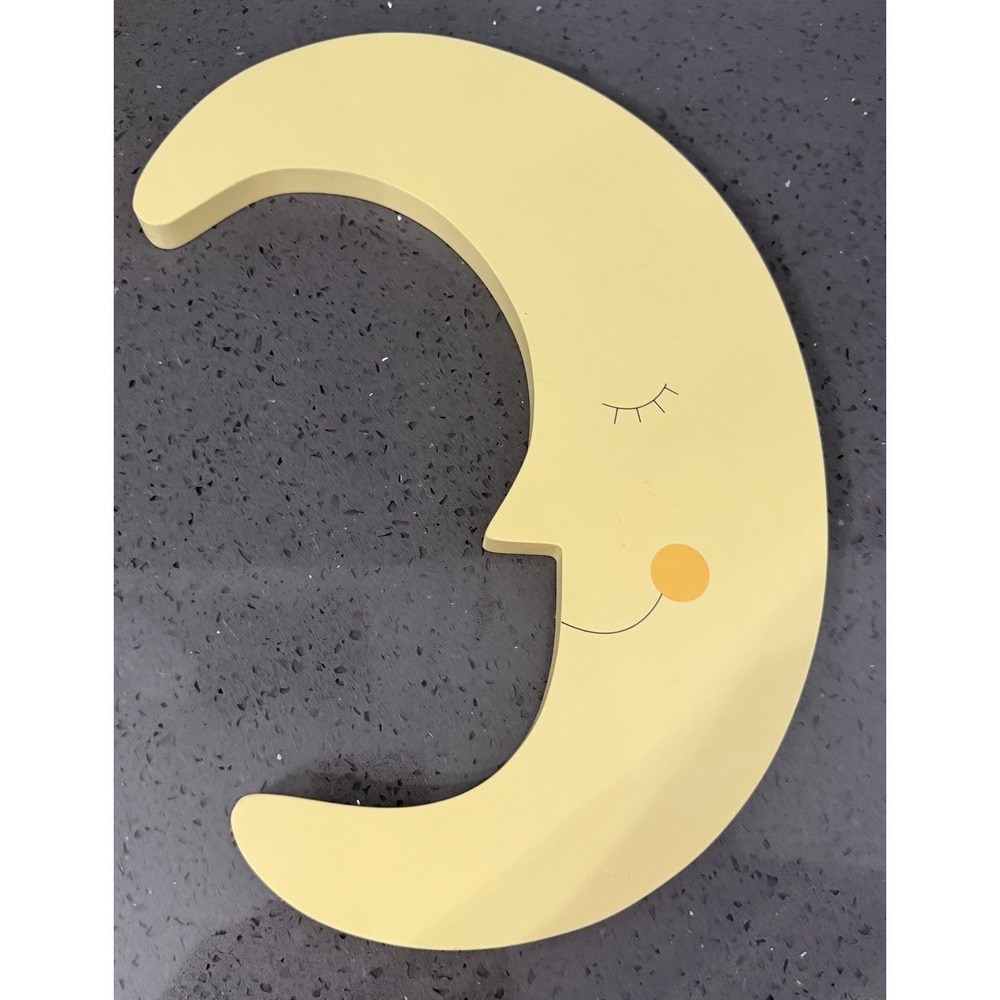 Lambs & Ivy Signature Yellow‎ Wood Wooden Moon Wall Decor Hanging Baby Nursey